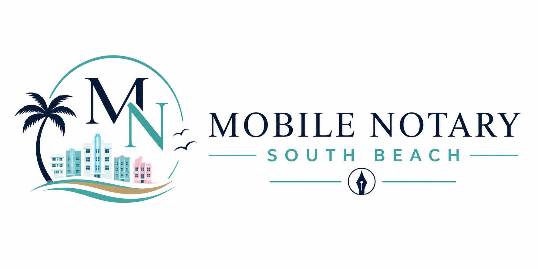 Mobile Notary South Beach logo providing mobile notary public services in South Beach, Miami Beach, Brickell, Fisher Island, and Downtown Miami, Florida.
